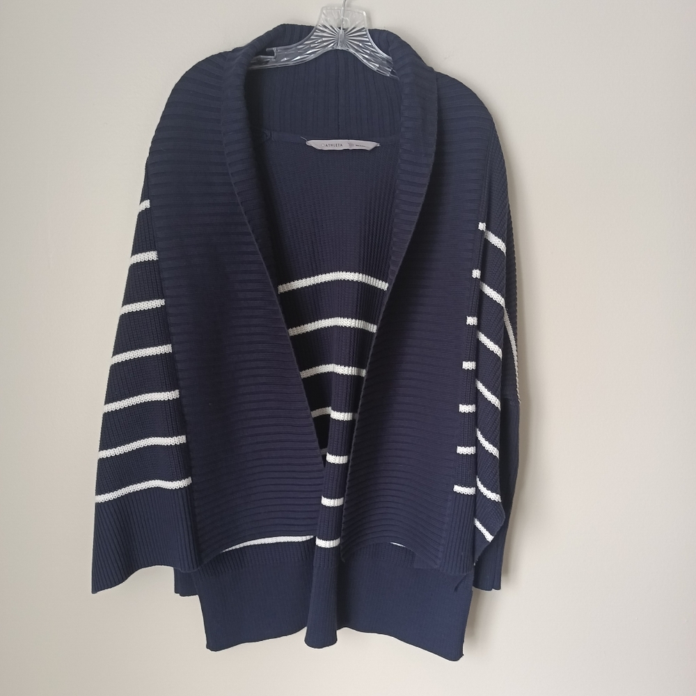 Athleta  Peaceful Wrap Cardigan Sweater in Navy White Stripe Size XS